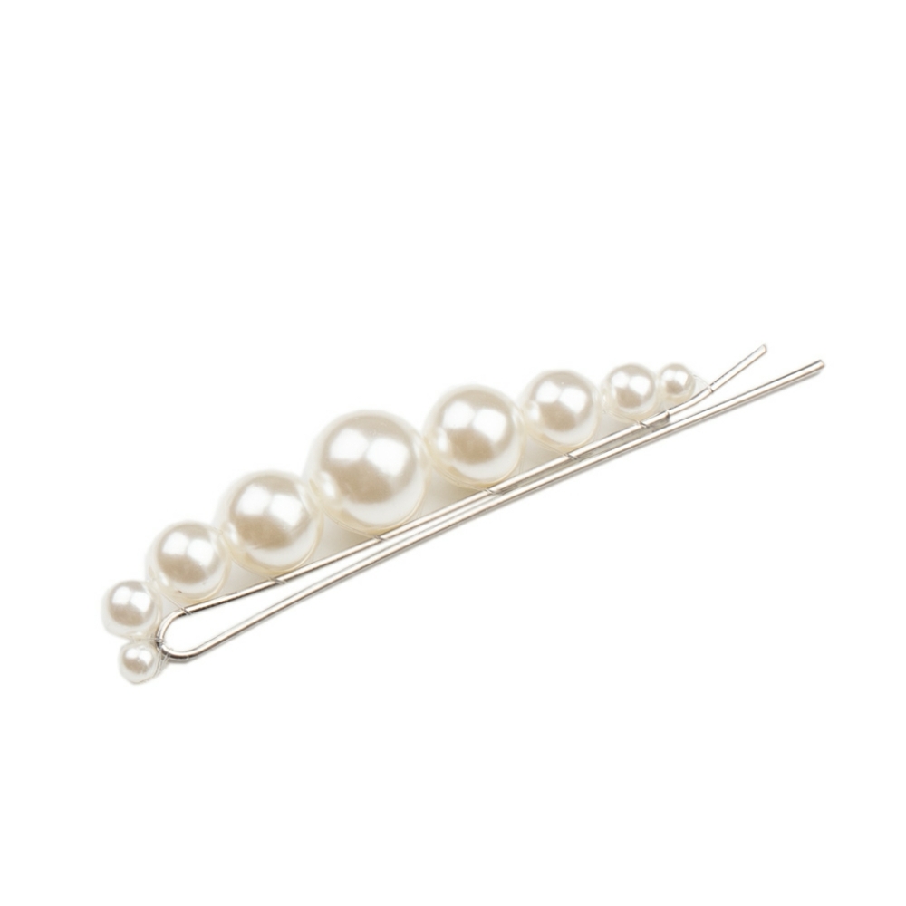 White Hair Clip (Pearl Bead Style)